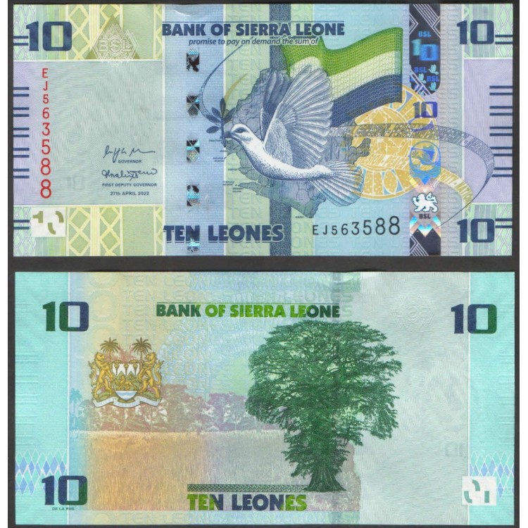 SİERRA LEONE 1-2-5-10-20 LEONES 2022, 5 Lİ TAM SET, ÇİL, ESKİ YABANCI KAĞIT PARA
