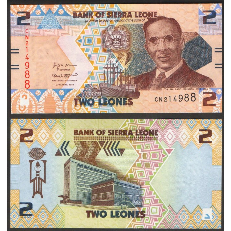SİERRA LEONE 1-2-5-10-20 LEONES 2022, 5 Lİ TAM SET, ÇİL, ESKİ YABANCI KAĞIT PARA