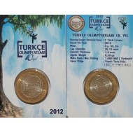 Türkçe Olimpiyatları 10. Yılı – 1 Lira 2012 Tedavül Hatıra Para ve Kiti (ÇİL / UNC)