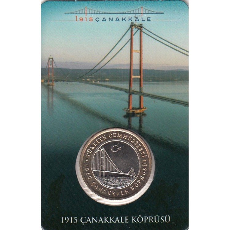 1915 Çanakkale Köprüsü 1 Lira 2022 hatıra para ve kiti