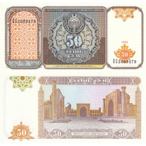 Özbekistan 50 Som 1994 P#78 ÇİL/UNC Kağıt Para